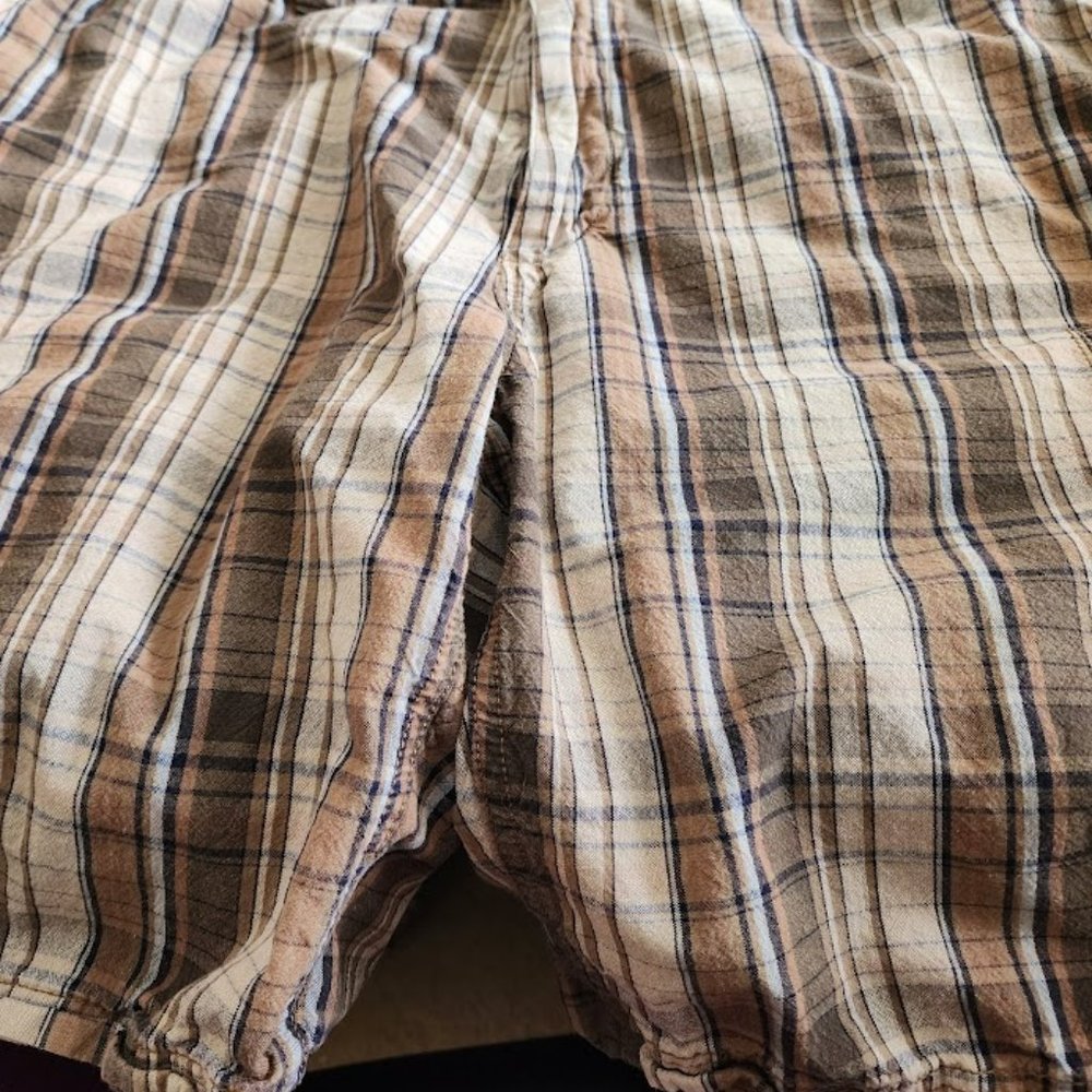 Big and Tall Brown Plaid Cargo Shorts